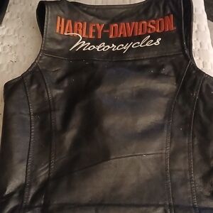 Harley-Davidson Black and Orange Leather Vest